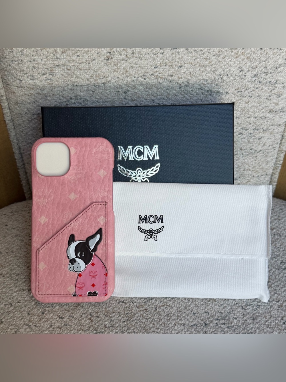 MCM Pink IPhone 13 Case with Dog Graphic New